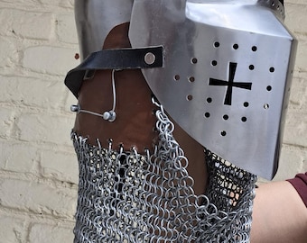 Medieval Bascinet Helmet with Chainmail – Knight Armor Helmet | Reenactment & Cosplay Gear