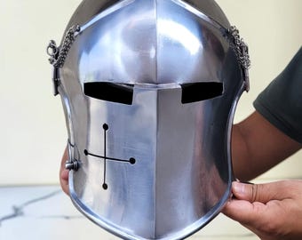 Medieval Barbuta Helmet – 18 Gauge Steel Knight Armor for LARP, Cosplay & Display