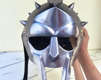 Medieval Gladiator Maximus Helmet – Roman Warrior Armor | Steel Cosplay & Display Replica