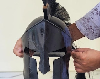 300 Spartan Black Helmet | King Leonidas Style Greek Warrior Armor for Cosplay & Display