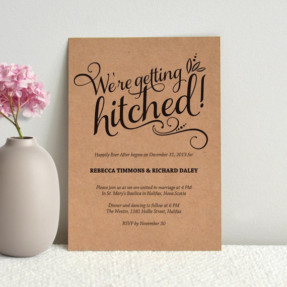 Casual Calligraphy Kraft Paper Wedding Invitation Diy Etsy