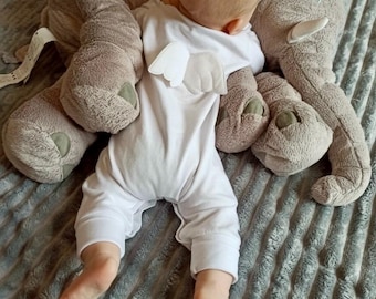 Angel Wings Romper for Baptism and Coming Home, Newborn Unisex Outfit Gift, Heirloom White Baby Suit
