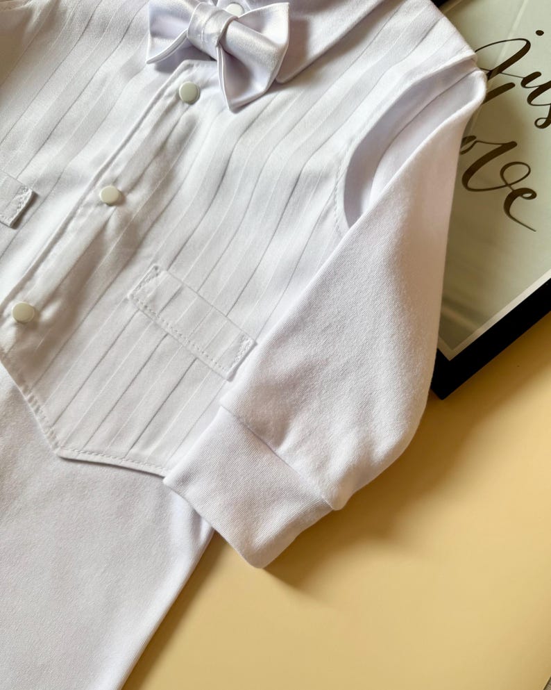 Baby Boy Christening Baptism Romper Set - MICHAEL - White