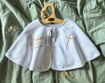 Personalized Baptism Cape, White Christening Cape for Baby Boy, Embroidered Ceremony Cape, Custom Baptism Outfit Add-on