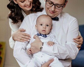 Coming Home Outfit Junge, Baby Overall mit Schleife, Weißes Neugeborenen Outfit, Baby Boy Bodysuit, Geschenk zur Geburt, Erstlingsset Junge,