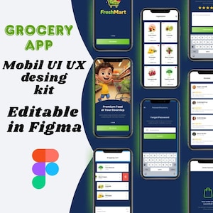 Grocery App UI UX Design Kit | Figma iOS Android Template