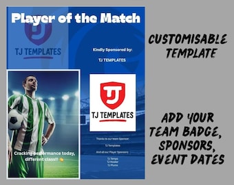 Player of the Match Canva Template | Editable Social Media Post (Digital Download)
