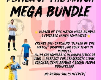Player of the Match Canva Templates Bundle | Grassroots Football Social Media Pack | Editable Sports Graphics | Instant Download
