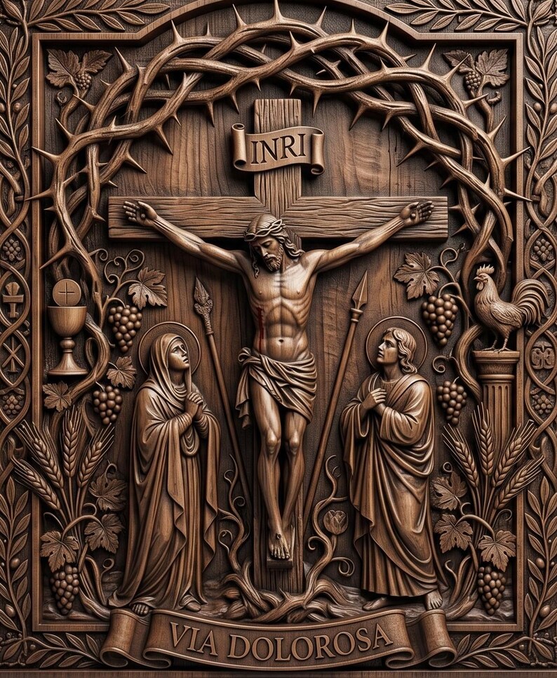 Inri Vector File Jesus Crucifixion STL File, via Dolorosa 3D Relief CNC Router File ...