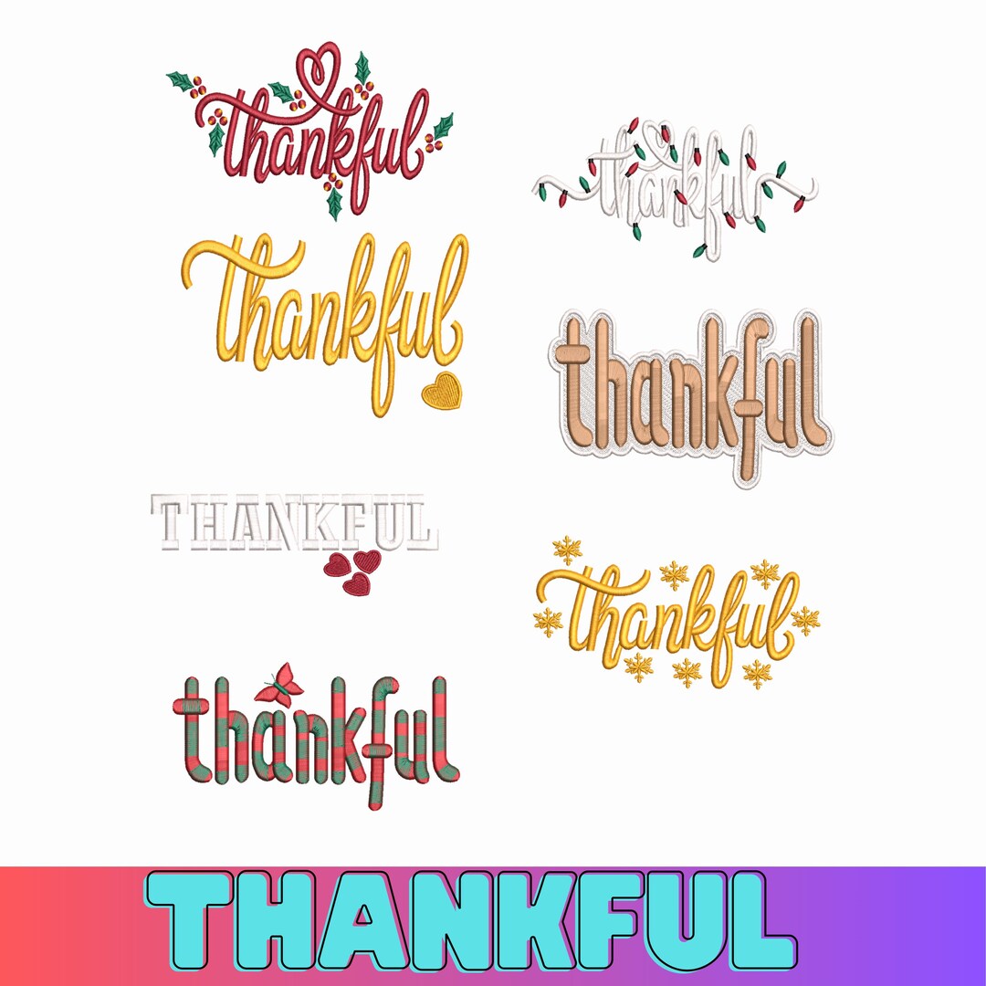 Thankful Embroidery Design Bundle, Fall Thanksgiving Patterns (machine ...