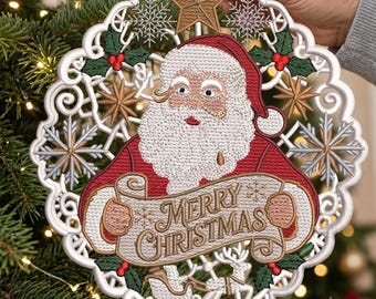 FSL Weihnachtsmann-Weihnachtsornament-Stickmuster: Festliche Spitzendekoration (Digitaler Download)