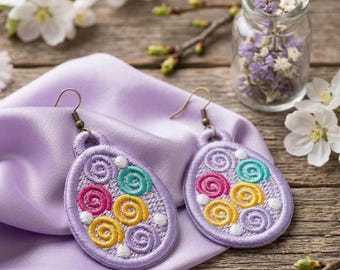 Diseño de bordado de pendientes de huevo de Pascua FSL (descarga digital)