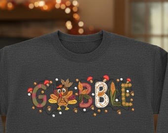 Thanksgiving Gobble Garn Türkei Stickerei Design: Festlicher Urlaub Stich Digitaler Download