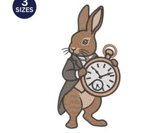Wit konijn borduurwerk ontwerpen | Patroon Wonderland Bunny-gilet (digitale download)