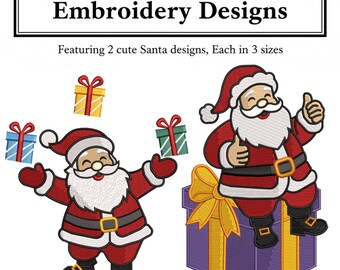 Diseños de bordado navideño de Papá Noel: Colección de puntadas navideñas (Descarga digital)