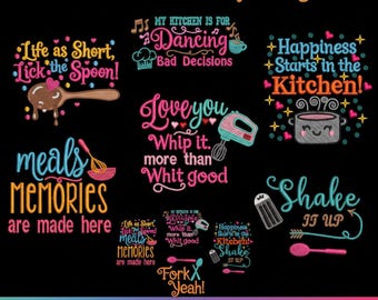 Diseños de bordado con frases divertidas sobre la cocina / Frases atrevidas (Descarga digital)