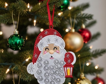 Diseño de bordado de Papá Noel FSL / Adorno navideño, farol de encaje (descarga instantánea)
