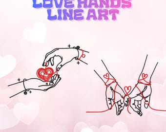 Diseño de bordado de líneas de manos románticas (descarga digital)
