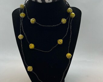 African Rolled Paper Bead Necklace, Wrap Bracelet