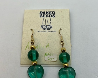 Baked Beads glass dangle earrings