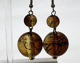 Upcycled Two tone painted acrylic balls handcrafted earrings