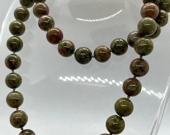 Unakite hand knotted goldfilled closure necklace