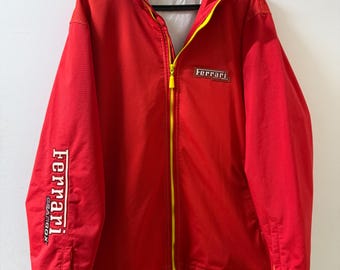 Vintage Ferrari Racing Jacket, Red Motorsport Windbreaker (Size M)