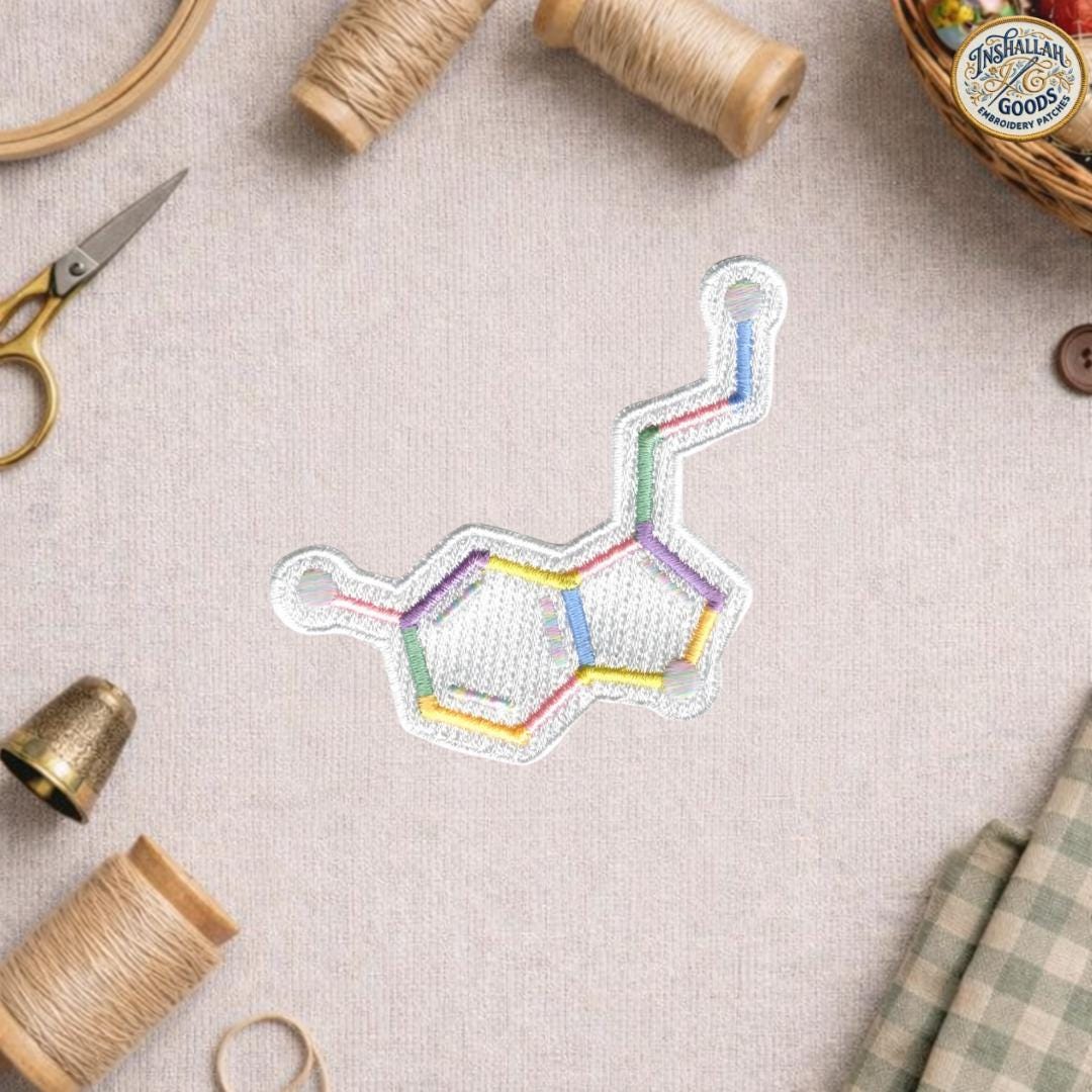 Serotonin Molecule Iron on Patch, Science Embroidered Patch, Chemistry ...