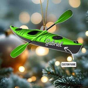 Personalized Kayak Ornament 2025, Custom Lake Kayaking Xmas Tree Decor with Name, Outdoor Adventure Gift for Canoe Lovers, Kayak Enthusiasts