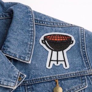 BBQ Grill Embroidered Patch, Barbecue Iron On Patch, Cooking Food Badge for Jacket Backpack Hat Gift