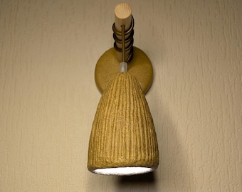 Wabi Sabi Wall Sconce with Hand-Sculpted Shade, Japandi Lighting