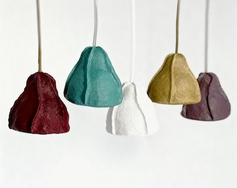 Scandinavian Clay Pendant Light, Warm Minimalist Designer Lamp, Biophilic Modern Hanging Light for Living Room