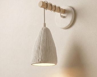 Boho Ceramic Wall Sconce, Organic Modern Wall Lamp, Hand-Sculpted Decorative Lighting for Kitchen and Living Room