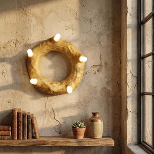 Handgemaakte ronde wandkandelaar, moderne wandlamp, sfeerverlichting, handgemaakt interieur, slaapkamer bad halverlichting