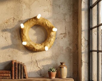 Handmade Round Wall Sconce, Modern Wall Light Fixture, Ambient Lighting, Handmade Home Decor, Bedroom Bath Hallway Light