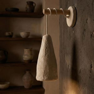 Modern Organic Clay Wall Sconce, Minimalist Sculptural Wall Lamp, Handmade Accent Light for Bedroom, Living Room or Bathroom