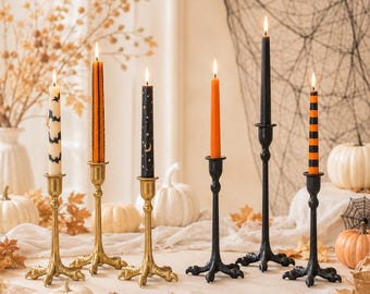 Bird Claw Taper Candle Holders, Set of 3 Iron Candlesticks, Black or Antique Gold