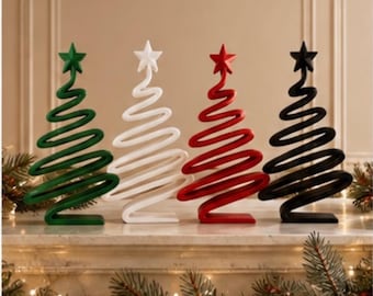 Spiral Christmas Tree Decor, Modern 3D Printed Tree Figurine, Minimalist Holiday Table Decor, Christmas Shelf Ornament