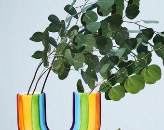 Rainbow Resin Vase, Nordic U-Shape Flower Pot, Modern Decor