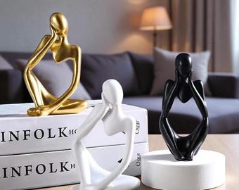 Abstract Resin Thinker Statue Set, Modern Home Decor