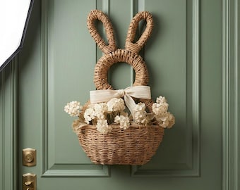 Decorazione porta coniglietto pasquale, decorazione cestino, decorazione portico o parete, decorazione perfetta per la primavera di Pasqua, arredamento per la casa, decorazione porta primaverile