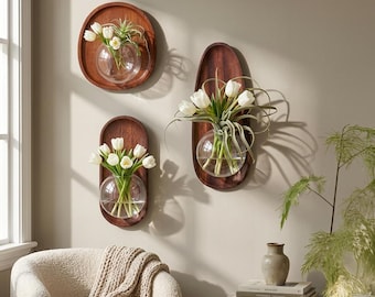 Vaso in vetro da parete, supporto per piante idroponiche, vaso di fiori sospeso, decorazione per acquario, idea regalo minimalista per la casa.