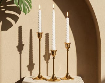 Candle Holders Set of 3, European Style Gold, Luxury Metal Wedding Decor, Elegant Table Centerpiece, Christmas Home Candle Decor