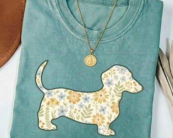 Camiseta floral para perro salchicha, camiseta para perro salchicha, regalo para mamá perro salchicha, regalo para mamá perro salchicha, camiseta para dueño de perro salchicha