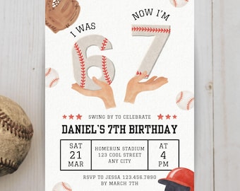 7Th Birthday Baseball Invite, 6-7 Sport Party Invitation, Homerun Editable Template For Boys, Meme Six Seven, Funny Kids Bday Card Printable