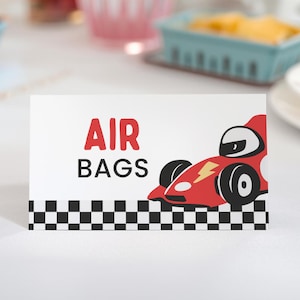 Two Fast Birthday Food Labels, Editable Race Car Food Tents Red, Checkered Table Cards Boy, Racing Party Decor, Lap 2 Place Cards Template