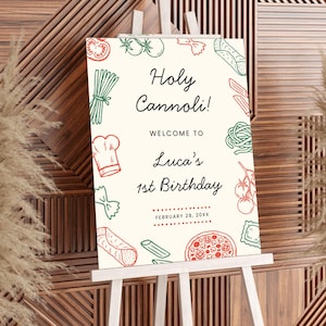 Holy Cannoli First Birthday Milestone Board, Editable Italian Theme ...