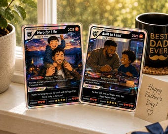Custom Fatherhood Trading Card Set, Unique Father's Day Gift for Dad, Personalized Keepsake Card Collection