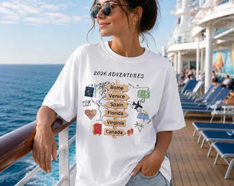 Personalized Travel Adventures Shirt, Custom 2026 Destination Tee, Matching Family Vacation T-Shirt, Travel Lover Gift