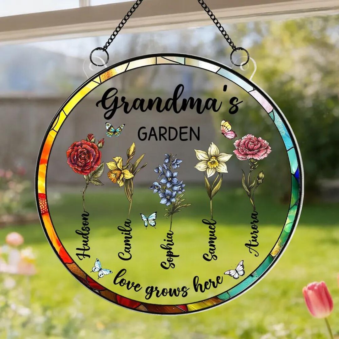 Grandma's Garden Love Grows Here Birth Month Flower - Personalized ...